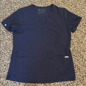 Figs Casma Navy Blue Fitted Short Sleeve Tee